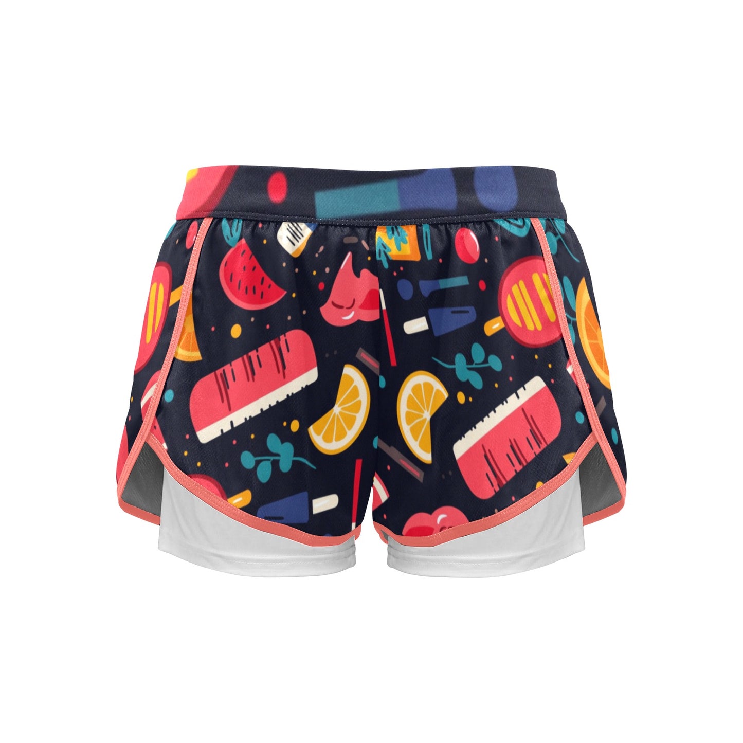 Pantalones cortos deportivos para mujer con forro de compresión