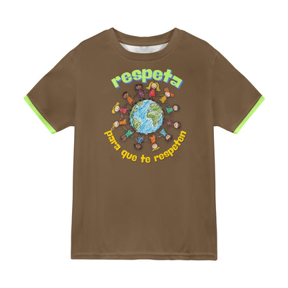 Camiseta Inclusiva – Niños del Mundo Cogidos de la Mano | Mensaje Positivo “Respeta para que te respeten”