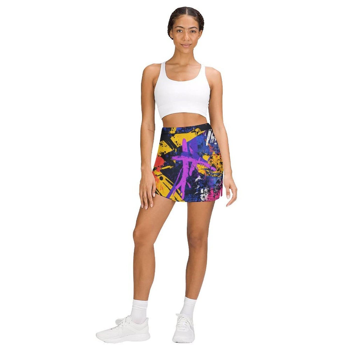 Falda pantalón Graffiti anti-vaciado de corte A con bolsillo
