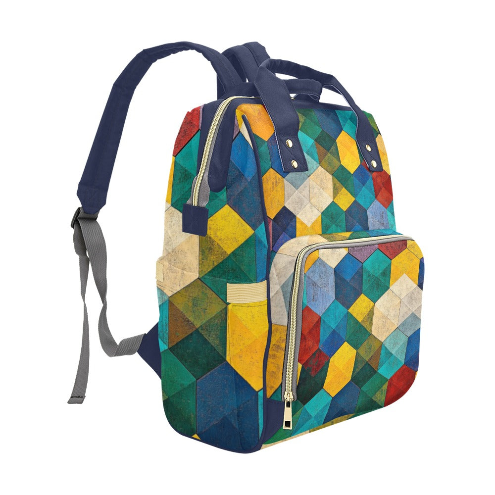 Mochila geométrica Bolsa para pañales multifunción (modelo 1688)