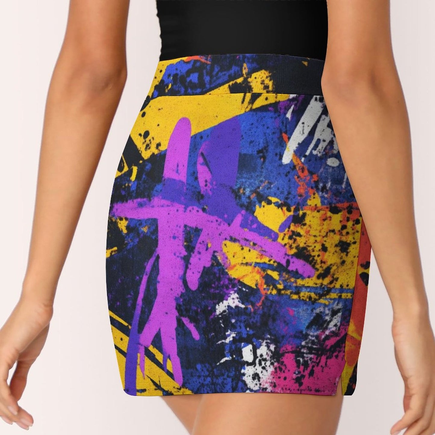 Falda pantalón Graffiti anti-vaciado de corte A con bolsillo
